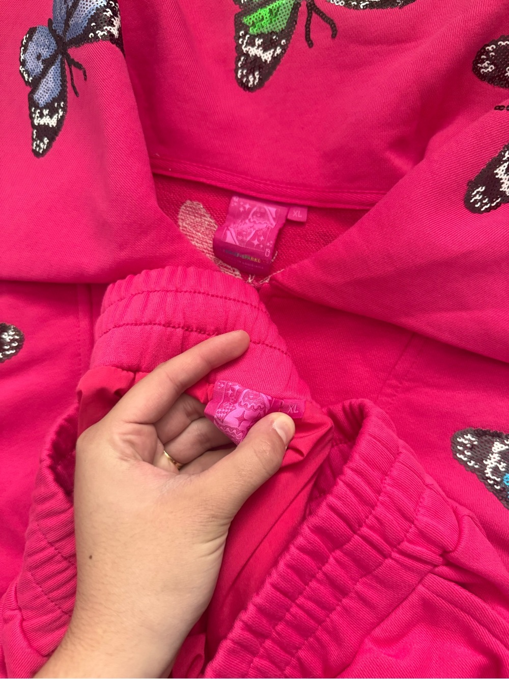 Queen of Sparkles Multi Butterfly Collar Top and Skort Set In Hot Pink - Picture 3 of 3
